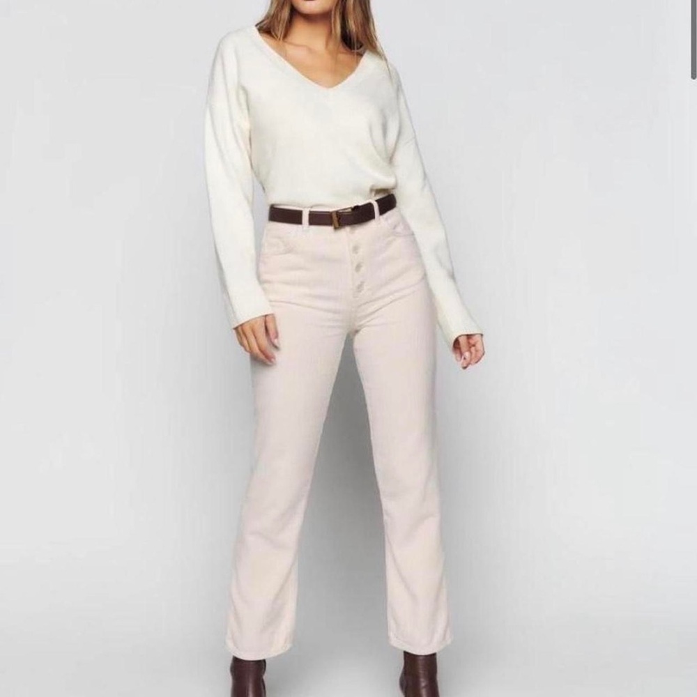 Reformation Cynthia Button Fly High Rise Straight Corduroy Pant